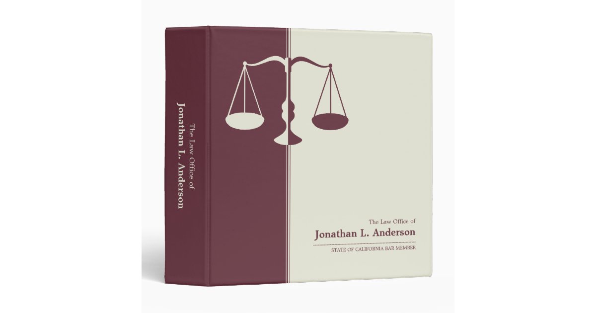 Attorney / Lawyer Burgundy business binder Zazzle