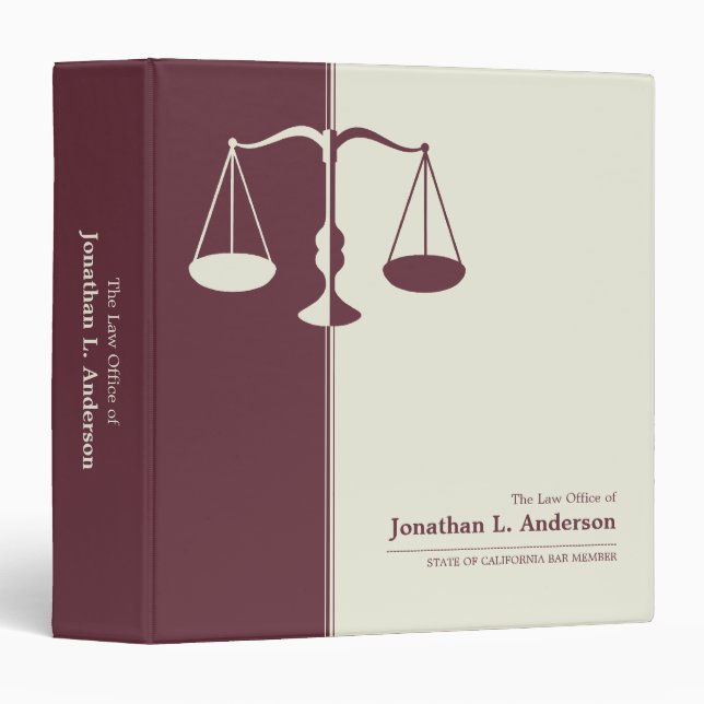 Attorney / Lawyer Burgundy business binder (Front/Spine)