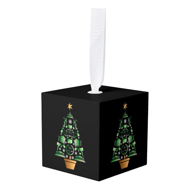 Attorney Lawyer Christmas Tree Cube Ornament (Front Angled)