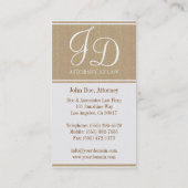 Attorney Lawyer Elegant Dark Tan/White Stripes Business Card (Back)