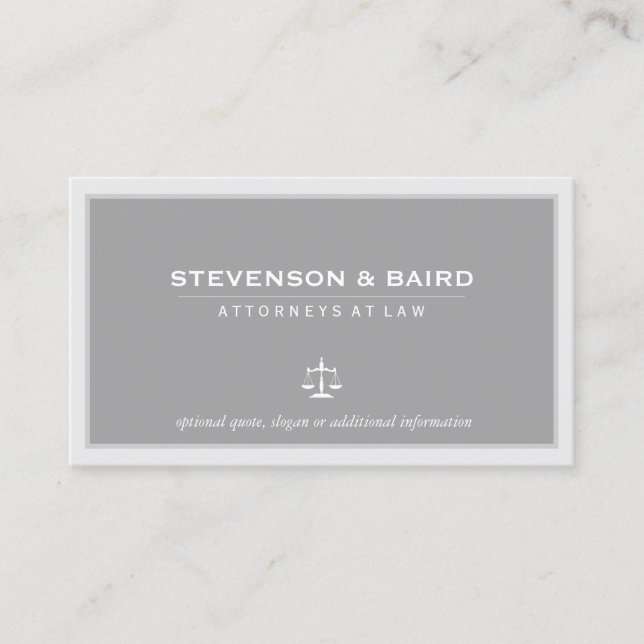 Attorney Lawyer Elegant Gray Business Card (Front)
