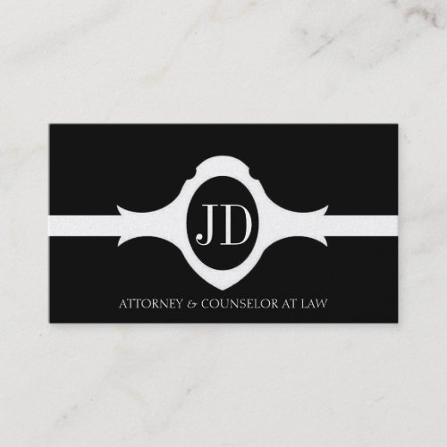 Attorney Lawyer Fancy Shield Black Platinum Ribbon Business Card Template