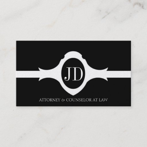 Customizable Attorney Lawyer Fancy Shield Black Platinum Ribbon Business Card Template