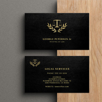 Attorney Lawyer Gold Scale Classic Elegant Black Business Card by uniqueoffice at Zazzle
