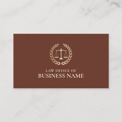 Customizable Attorney Lawyer Gold Scale of Justice Brick Red Business Card