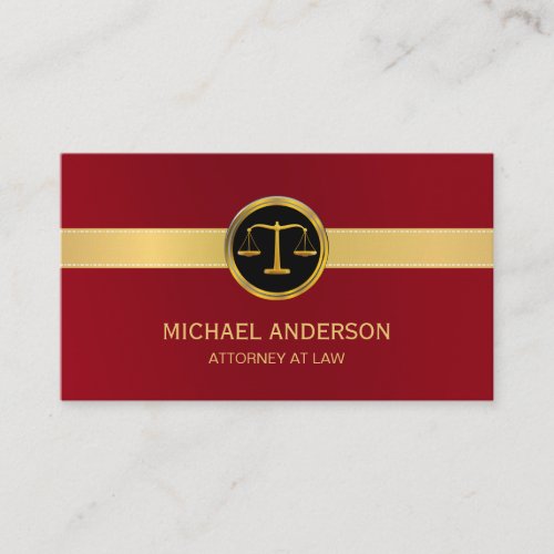 Attorney Lawyer Gold Scale of Justice Elegant  Business Card