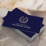 Attorney Lawyer Gold Scale of Justice Elegant Navy Business Card