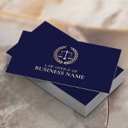 Attorney Lawyer Gold Scale Of Justice Elegant Navy Business Card at Zazzle