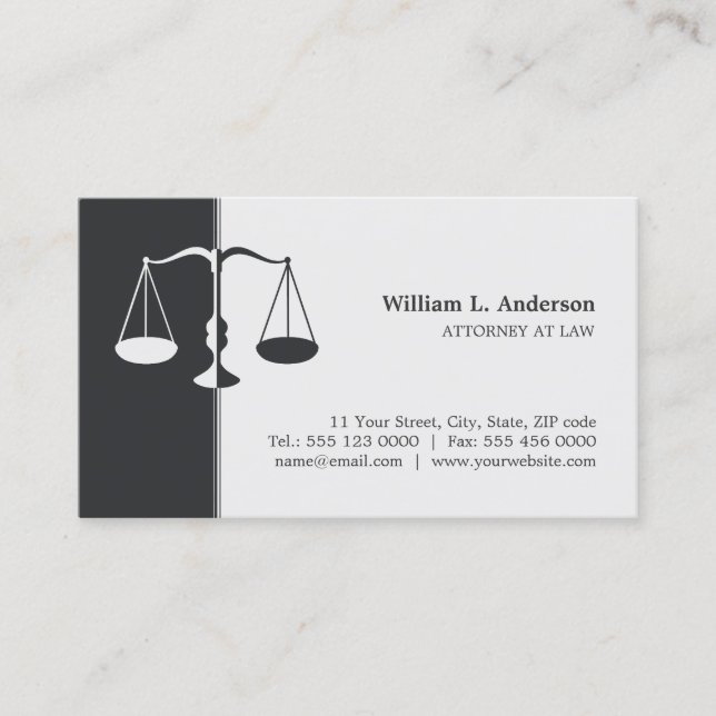 Attorney Lawyer (Grey) Professional business card (Front)