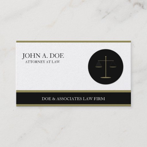 Customizable Attorney Lawyer Law Firm B/W Gold Paper Business Card Templates