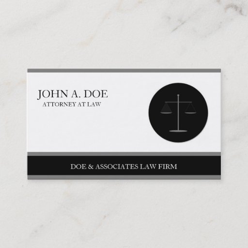 Customizable Attorney Lawyer Law Firm B/W Silver Stripes Business Card