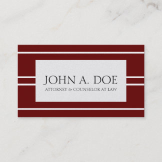 Attorney Lawyer Law Firm Cherry Gold White Stripes Business Card