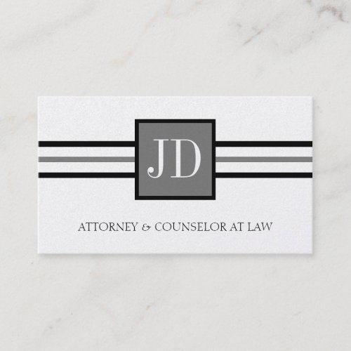 Attorney Lawyer Law Firm Monogram Platinum Paper Business Card Template