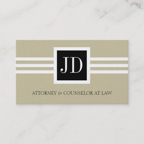 Attorney Lawyer Law Firm Monogram Tan Gold Paper Business Card Templates