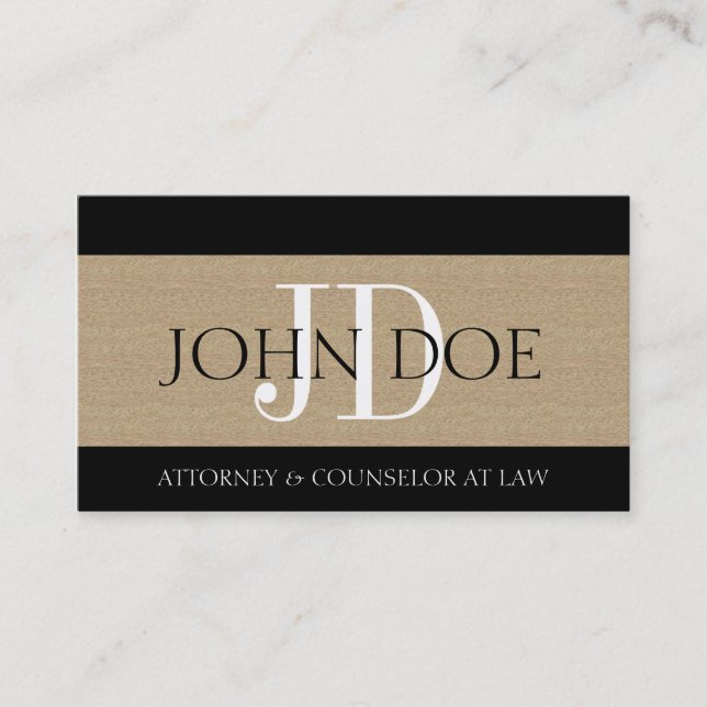 Attorney Lawyer Law Firm Monogram Textured Tan Business Card (Front)