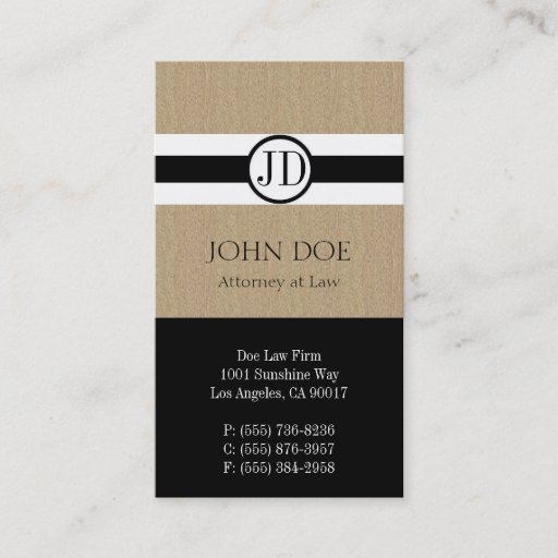 Customizable Attorney Lawyer Law Firm Pendant Tan Black Business Card Template