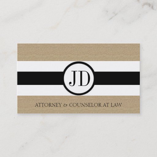 Customizable Attorney Lawyer Law Firm Ribbon Round Tan Marble Business Card Template