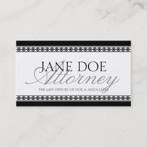Attorney Lawyer Law Firm Silver Script Black Gold Business Cards