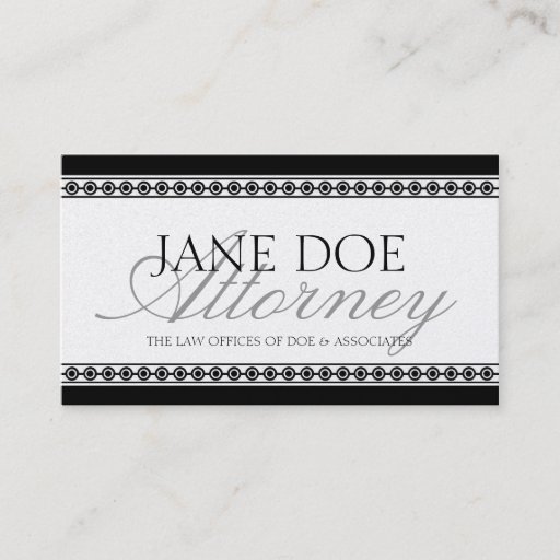 Customizable Attorney Lawyer Law Firm Silver Script Black Gold Business Cards