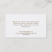 Attorney lawyer law legal business card (Back)
