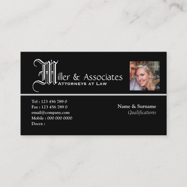 Attorney lawyer law legal PERSONALIZE Business Card (Front)