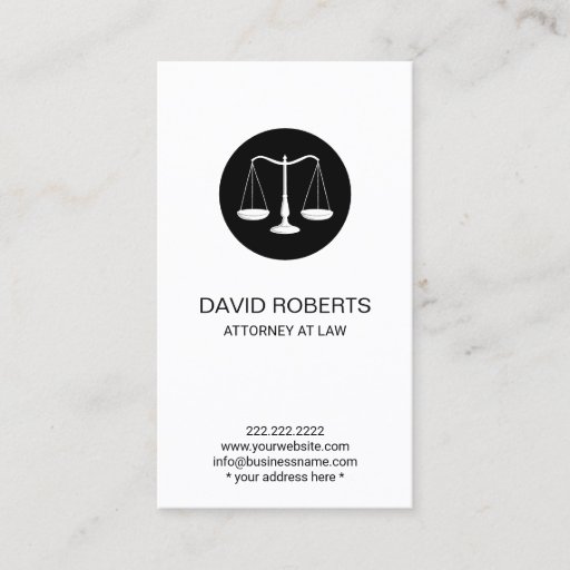 Customizable Simple Scales Icon Attorney/Lawyer Business Card