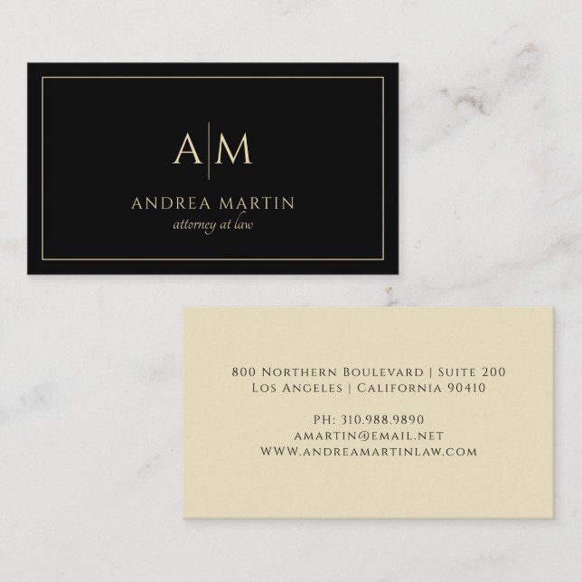 Attorney Lawyer Modern Monogram Business Card (Front/Back)