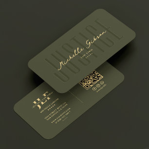 Attorney Lawyer Monogram Justice Army Green Modern Business Card