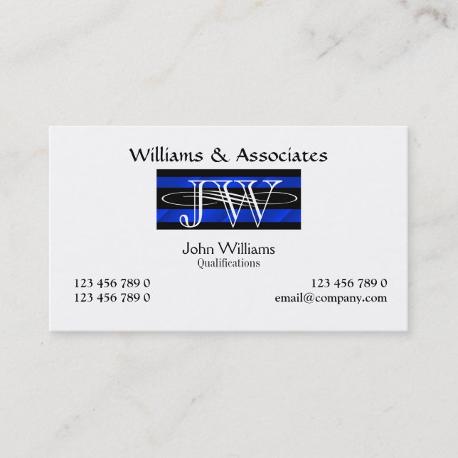 Attorney Lawyer monogram masculine Business Card (Front)