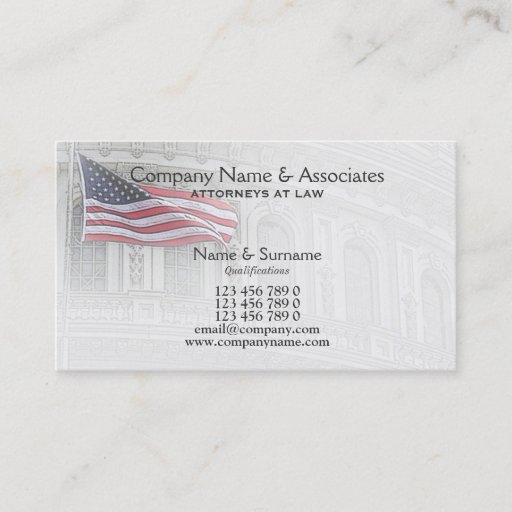 Customizable Attorney Lawyer Patriot patriotic American Business Card Template