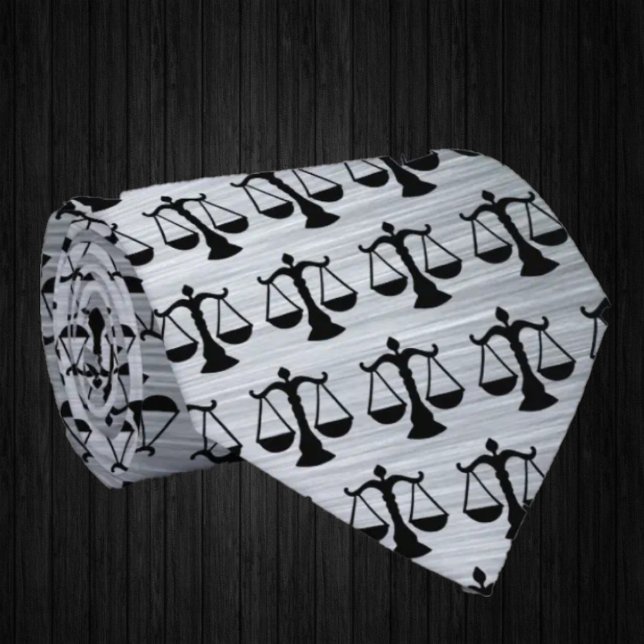 Attorney Lawyer Silver Scales of Justice Neck Tie (Creator Uploaded)