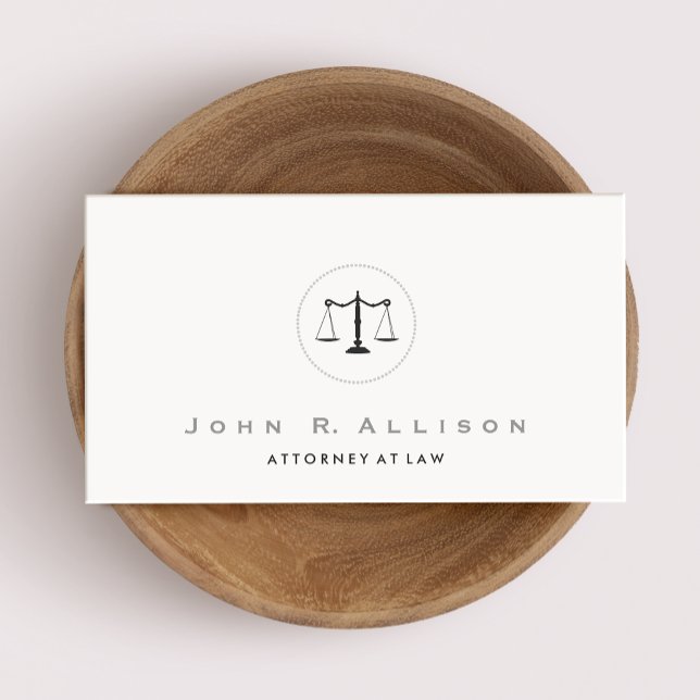 Attorney Lawyer Simple and Elegant Justice Scale  Business Card (Creator Uploaded)