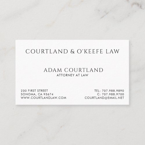 Attorney Lawyer Simple Clean Professional  Business Card