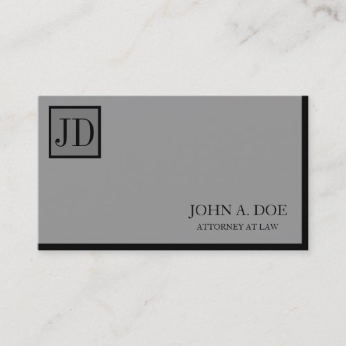 Attorney Lawyer Square Monogram Silver Business Cards