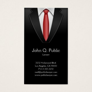 Attorney Lawyer Tailor Black Suit Red Tie Business Card