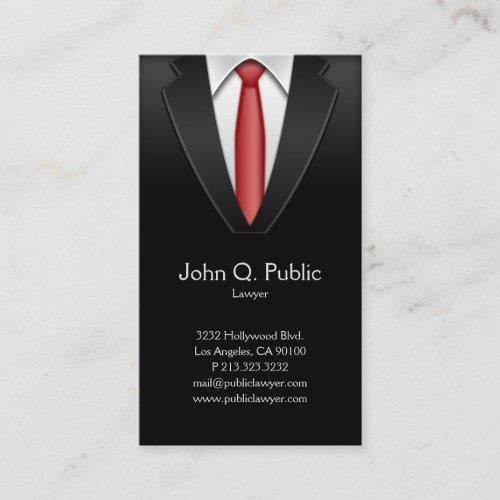 Attorney Lawyer Tailor Black Suit Business Card