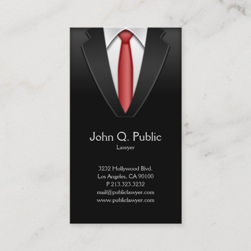 Customizable Attorney Lawyer Tailor Black Suit Business Card