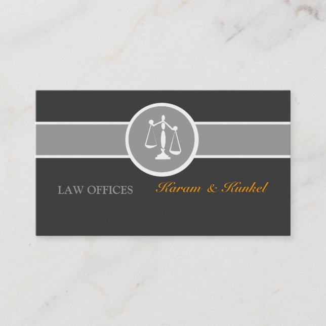 Attorney Legal Justice Scales Black|White|Gray Business Card (Front)