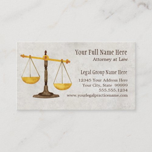 Attorney Legal Practice Judge Symbol Business Card