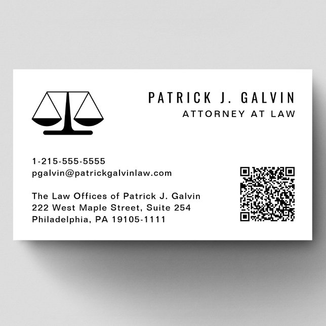 Attorney Legal Professional QR Code Business Card (Creator Uploaded)