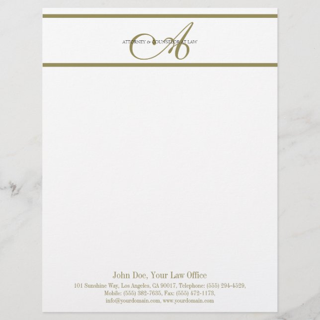 Attorney Letterhead Gold Script -MatchBusinessCard (Front)