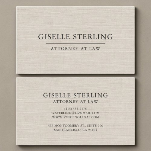 Attorney Linen Minimalist Professional Business Card