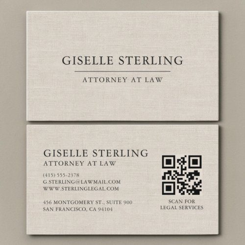 Attorney Linen QR Code Professional Business Card