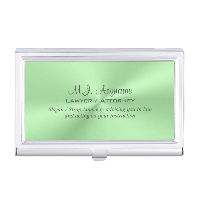 Attorney luxury apple green with slogan business card case (Front)