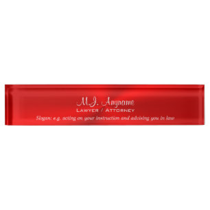 Attorney Luxury bright red with slogan Nameplate