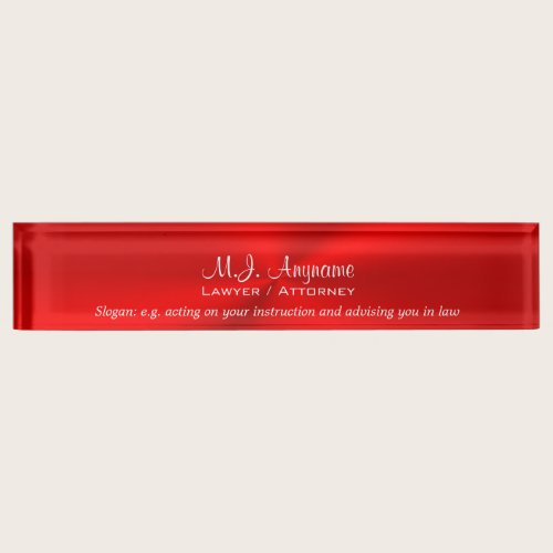 Attorney Luxury bright red with slogan Nameplate