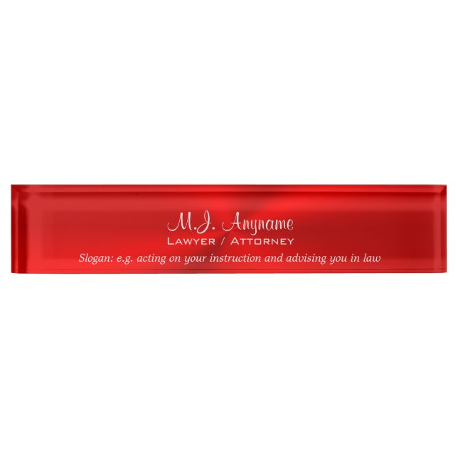 Attorney Luxury bright red with slogan Nameplate (Front)