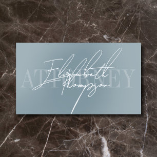 Attorney Luxury Editorial Script Blue Silver Foil Business Cards