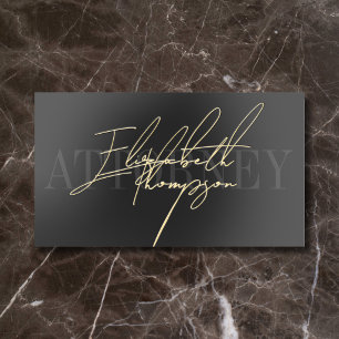 Attorney Luxury Editorial Script Blue Silver Foil Business Cards