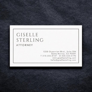 Attorney Luxury Minimalist Black White Business Card